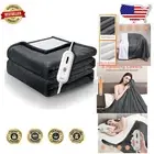 Luxurious Gray Electric Blanket - Soft Flannel and Sherpa, 8 Hour Safety Shutoff