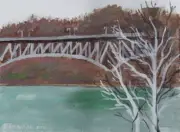 Grays Bridge original acrylic plein air painting 2018 11" x 14" Pittsburgh, PA