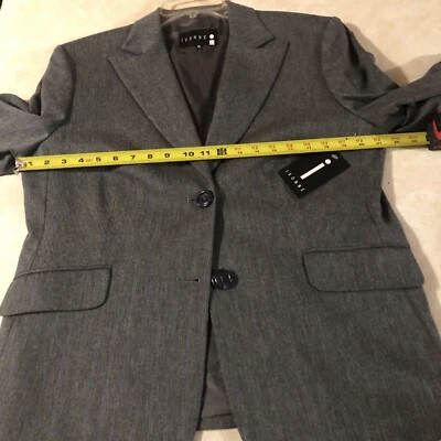 Ivonne blazer Coat jacket gray 2 Button Long Sleeve With Collar 16 NWT $1600.00