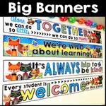 BIG BANNERS HIPSTER ANIMALS 教室裝飾勵志橫幅套裝,適用於互動白板或公告板