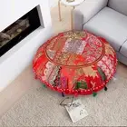 32" Red Patchwork Round Floor Pillow Cushion Cover Meditation Seating Throw