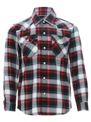 Kids Long Sleeve Western Style Country Shirt Red Black Check
