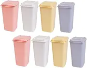 FIXOSHEE 8pcs Mini Trash Can with Lid Cute Cartoon Design Small Garbage Bins for Desk Office Home Organization Lightweight Waste Baskets Colors