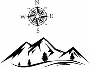 BUGUUYO 2pcs Mountain Compass Car Stickers Camper Van Stickers for Car Body Side Black PVC Material Decal Strong Adhesive