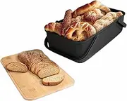 Bread Box with Cutting Board, Black, Large black Bread Storage Bin with Handles In addition, the bamboo lid can be used to cut bread