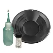 SE 12" PANNING GOLD PAN - BLACK, SNIFFER, VIAL