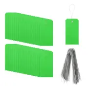 100Pcs Marking Tags with String, 6.3" x 3.1" Waterproof Hang Tags Green