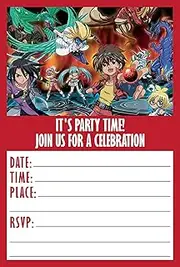 ENDLESS CHOICES 20x B-akug Birthday Invitations and Envelopes – Fill-in Happy Birthday Party Invitations for Kids, 6X4 Inches, Postcard Style