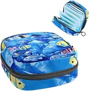Period Bag,Sanitary Napkin Storage Bag,Fish in Deep Sea,Tampon Bag for Purse