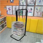 Drying Rack,Movable Metal Art Drying Easel,Foldable Up and Down,Space Saving,20/25/30 Layers,for Creative Studios,Classrooms(20 Layers)