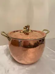 RUFFONI COPPER STOCK POT HISTORIA COLLECTION HAMMERED W/OLIVE BRANCH 7.5 QT NEW