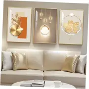 Framed Modern Luxury Gold Wall Art, Set of 3 Piece Contemporary Paintings