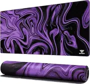 NPET N110 Extended Big Mouse Pad Large, XXL Gaming Mouse Pad Desk Pad, 35x17 inch Long Computer Keyboard Mouse Mat Mousepad with 3mm Non-Slip Base and Stitched Edge for Home Office Work, Dark Purple