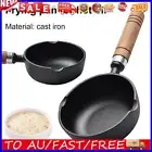 11/13cm Cast Iron Mini Egg Frying Pan Wood Handle Small Wok Milk Pan Hot Oil Pan