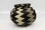 Wounaan Indian Hand Woven Black and White and Gray Panama Basket