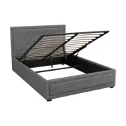 Artiss Bed Frame Double Full Size Gas Lift Base With Storage Grey Fabric TIYO