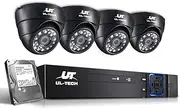 1080P HD 2TB 4 Channel DVR CCTV Security Dome Camera 4-Pieces Set, Black