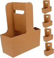 10pcs Cup Holder Coffee Cups Drinks Mugs Drink Carriers Car Drink Holder Cup Caddy Reusable Drink Carrier Holder Coffee Shop Supplies Beverage Carrier Khaki Kraft Paper