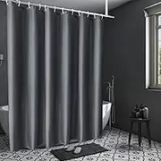 Aoohome Solid Shower Curtain for Hotel, Mildew Resistant Waterproof Shower Curtain Liner with Hooks (72''W x 96''L, Dark Grey)