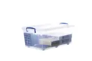 Superio 32 qt Clear Storage Container with Wheels and Lid, Stackable Plastic Box