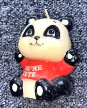Panda Bear Small Candle You're Cute Fenton Unused 3" Tall Vintage