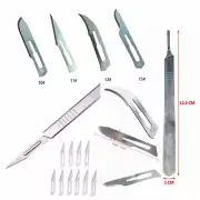 10 Pcs Stainless Steel Dental Surgical Blades #10/11/12/15 Scalpel Handle #3