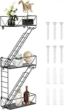 3 Tier Fire Escape Wall Shelf,Metal Decorative Ladder Floating Shelves,Modern City Style Wall Book Shelf for Home,Wall,Bedroom & Office Decor (Black)