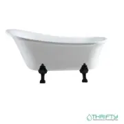 Fienza Clawfoot Freestanding Acrylic Bath Matte Black Feet 1500mm length
