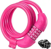 Oshhni Password Bicycle Lock Bike Lock High Security 4 Digits Codes Lock Resettable Combinations for Fence Gate Scooter Motorbike, Pink
