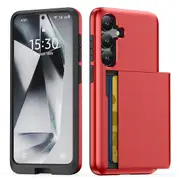 ZUSLAB Case for Samsung Galaxy S25 Slide Armor Card Holder Protective Shockproof Hard Back Cover For Samsung (2025) - Red
