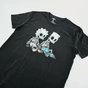 The Simpsons Bart Lisa Skeleton Skull Horror Mens LARGE L T-Shirt Black Tee NEW