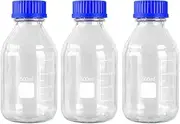 NOLITOY 3Pcs Glass Reagent Storage Bottles with Caps Sealed Chemical Sample Containers for Laboratory Use for Liquid Dispensing and Chemical Storage