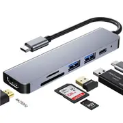6 in 1 USB-C Type C HD Output 4K HDMI USB 3.0 HUB For MacBook Pro or iPad Pro