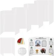 Rsgift 4 Pcs Small Tri-fold Poster Boards with Double Sided Tapes and Cardboard,21.2x13.8 inches,Corrugated Presentation Boards, Display Boards for School Project,Exhibitions,Business Presentation