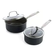 GreenPan Chatham Hard Anodized Healthy Ceramic Nonstick, 1.1QT and 2.1 QT Sau...