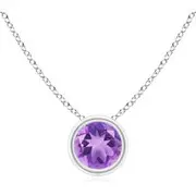 Bezel-Set Round Amethyst Solitaire Pendant