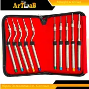 Color-Coded Osteotomes, Curved & Straight, with Concave Tip, Implant Tools (10PK