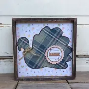 AGD Fall Decor - Prim Fall Plaid Turkey Inset Sign