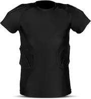 [WEARCOG] Adult & Youth Padded Compression Shirt for Men's & Boy's | Protective Gear, Rib Shoulder Protector for Football