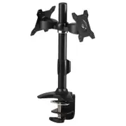 Up to 24" Dual LCD Screen Pole Mount Stand Monitor Bracket Desk Clamp Base VESA