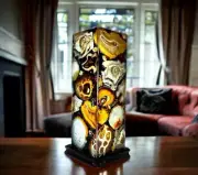 5"x5"x7" Natural Agate Stone Night Stand Lamp Handmade Gemstone Modern Room Deco
