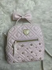 Rare Betsey Johnson Bow Top Pearl Studded Cute Kawaii Girly Quilted Backpack