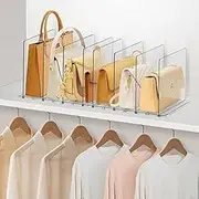 DoubleCare Pack of 8 Adjustable Shelf Dividers, Clear Handbag Organiser, Transparent Acrylic Shelf Dividers, Handbag Organiser, Storage for Bedroom, Cabinets, Office