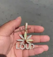 Men's 2.10ct Tester Pass Moissanite "LOUD" Leaf Charm Custom Pendant Free Gift