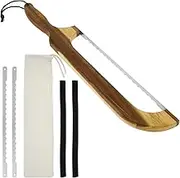 GOKENA Wooden Bread Knife With Bow Design, Stainless Steel Serrated Cutting Tool for Sourdough Loaf, Baguettes, Bagels