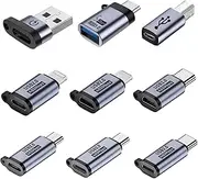 Liaoan USB C/IP to Micro Adapter, USB C/Micro to IP Adapter, Micro/IP to USB C Adapter, USB C to USB C Adapter, USB C to USB C Adapter, USB C to USB B Adapter, Pack of 9
