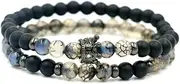 [IBOWZ] Crystal Bracelet Bead Bracelets Charm Bracelets for Womens, 7 Chakra Natural Crystal Beads Frosted Stone Elastic Bangle Black Crown Jewelry Yoga Energy Balance Charm Diffuser Women Bracelet