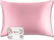 J JIMOO 100% Mulberry Silk Pillowcase for Hair and Skin, Both Sides 19 Momme Pure Natural Silk Pillowcases Soft Breathable Queen 20''×30'', Pink 1 Pack
