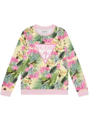 GUESS Girl's Botanical Print Active Top in Pink Size: 3, Cotton