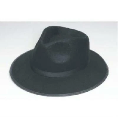 COSTUME HAT - BLACK GREAT GATSBY OR GANGSTER FEDORA 1920'S/30'S ADULT SIZE LARGE